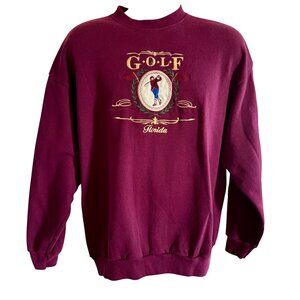 Golf Sweatshirt Florida Embroidered Design Burgundy Unisex XL